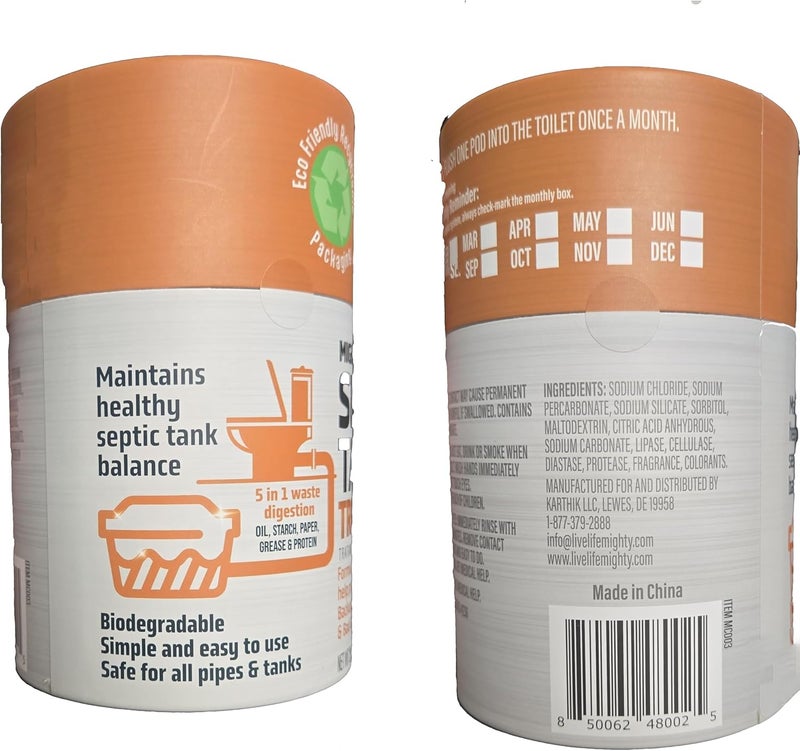 Mighty Clean Septic Tank Treatment - 12 Pods, 1 Year Supply - RV Toilet Treatment - Dissolvable Septic Tank Treatment Pods with Natural Bacteria and Enzymes for Effective Septic Treatment - Eco-Friendly Solution - Image 3